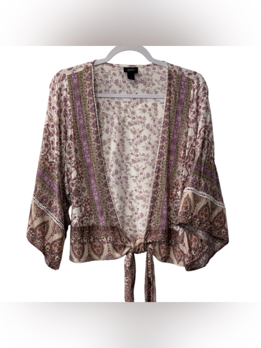 Daytrip women’s Small long sleeve lightweight Boho paisley floral patchwork top